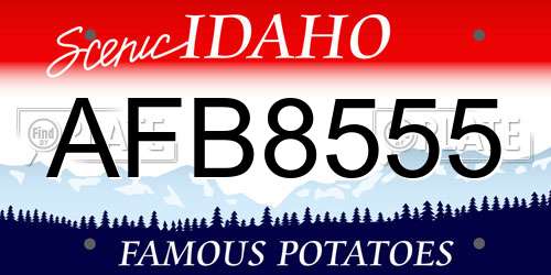 AFB8555 Idaho License Plate