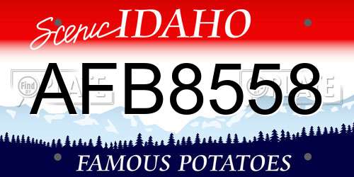 AFB8558 Idaho License Plate