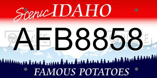 AFB8858 Idaho License Plate