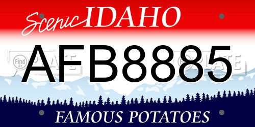 AFB8885 Idaho License Plate