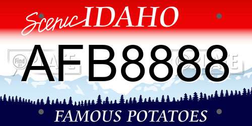 AFB8888 Idaho License Plate