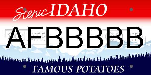 AFBBBBB Idaho License Plate