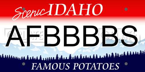 AFBBBBS Idaho License Plate