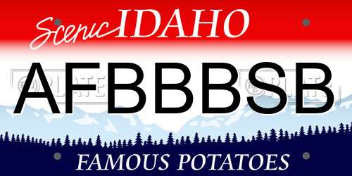 AFBBBSB Idaho License Plate