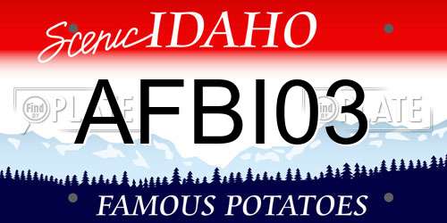 AFBI03 Idaho License Plate