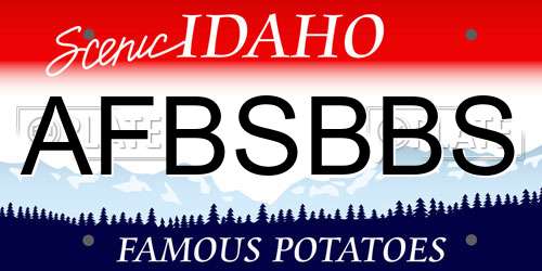 AFBSBBS Idaho License Plate
