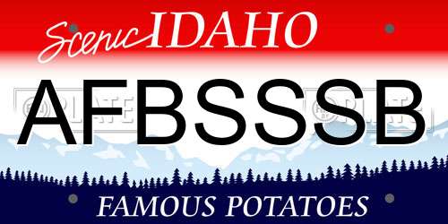 AFBSSSB Idaho License Plate