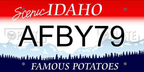 AFBY79 Idaho License Plate