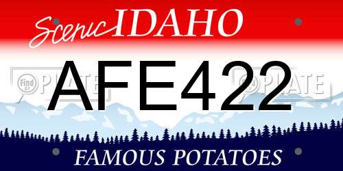 AFE422 Idaho License Plate