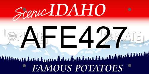 AFE427 Idaho License Plate