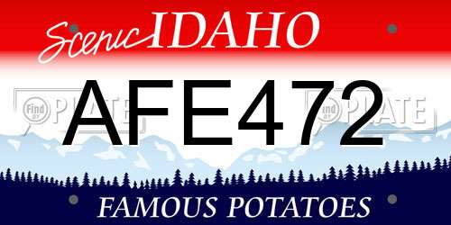 AFE472 Idaho License Plate