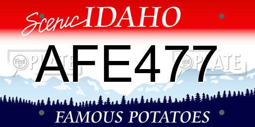 AFE477 Idaho License Plate