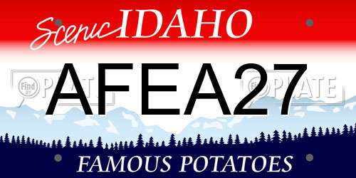 AFEA27 Idaho License Plate
