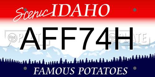 AFF74H Idaho License Plate