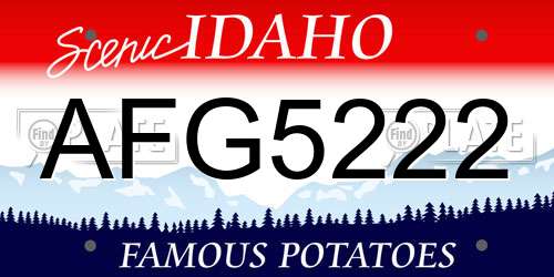 AFG5222 Idaho License Plate