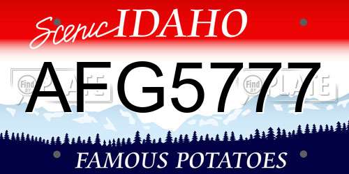 AFG5777 Idaho License Plate