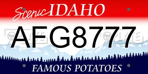 AFG8777 Idaho License Plate