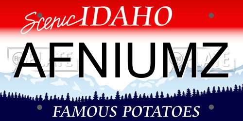 AFNIUMZ Idaho License Plate