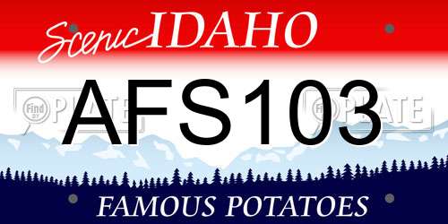 AFS103 Idaho License Plate