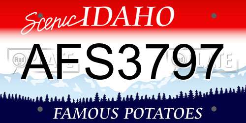 AFS3797 Idaho License Plate