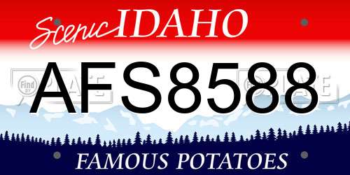 AFS8588 Idaho License Plate
