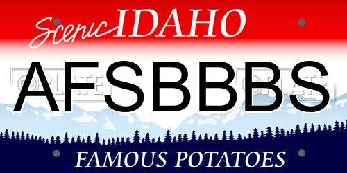 AFSBBBS Idaho License Plate