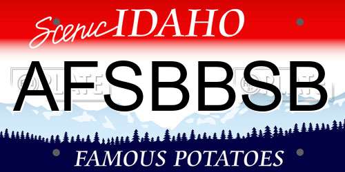 AFSBBSB Idaho License Plate