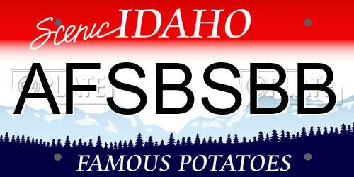 AFSBSBB Idaho License Plate