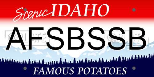 AFSBSSB Idaho License Plate