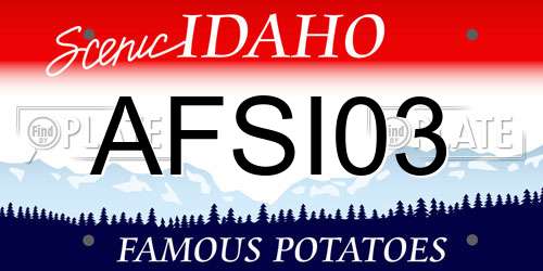 AFSI03 Idaho License Plate