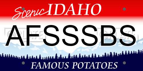 AFSSSBS Idaho License Plate