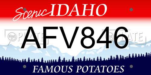 AFV846 Idaho License Plate