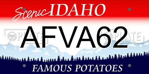 AFVA62 Idaho License Plate