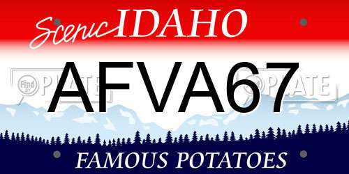 AFVA67 Idaho License Plate