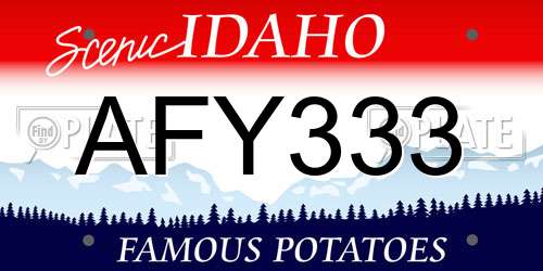 AFY333 Idaho License Plate
