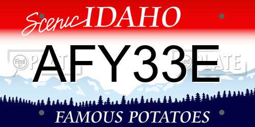AFY33E Idaho License Plate