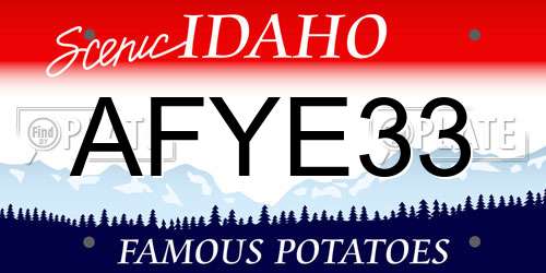 AFYE33 Idaho License Plate