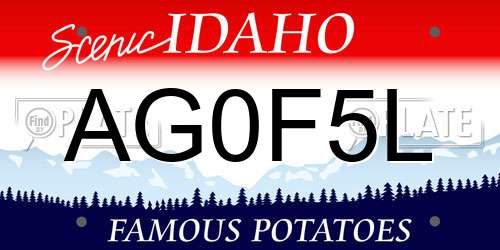 AG0F5L Idaho License Plate