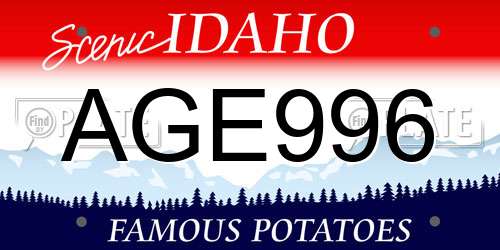 AGE996 Idaho License Plate