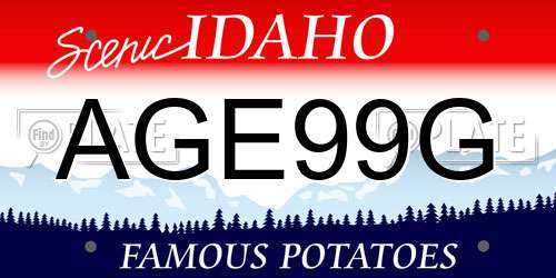AGE99G Idaho License Plate