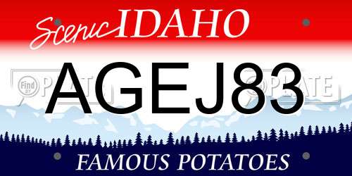 AGEJ83 Idaho License Plate