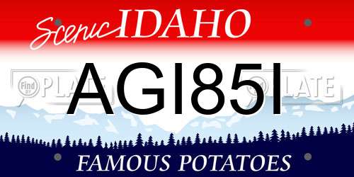 AGI85I Idaho License Plate