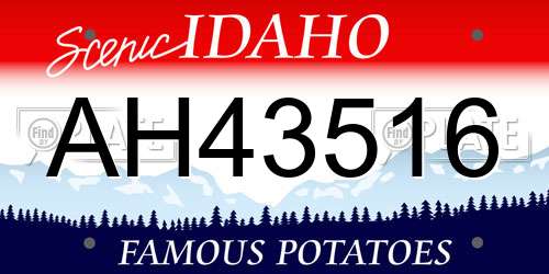 AH43516 Idaho License Plate