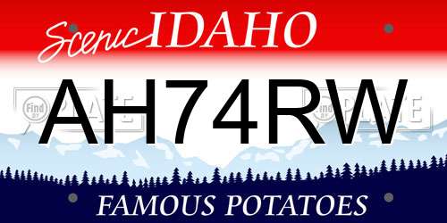 AH74RW Idaho License Plate