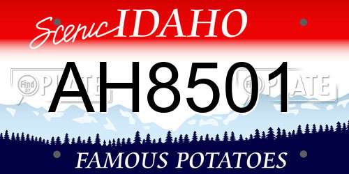 AH8501 Idaho License Plate