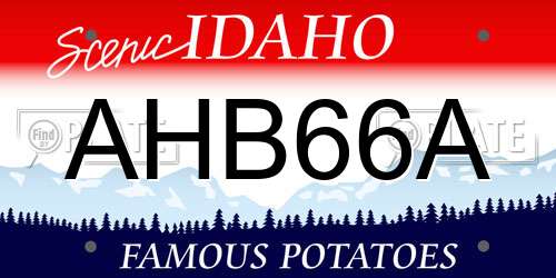 AHB66A Idaho License Plate