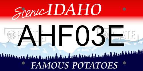 AHF03E Idaho License Plate
