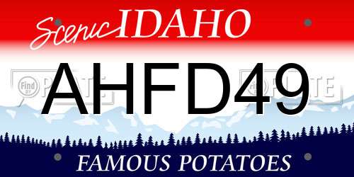 AHFD49 Idaho License Plate