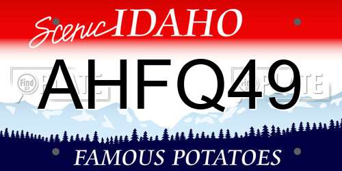 AHFQ49 Idaho License Plate