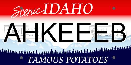 AHKEEEB Idaho License Plate